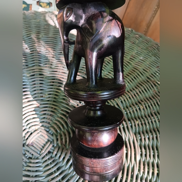 Vintage Ebony Wood hand carved elephant candlestick candle holder - Picture 4 of 10